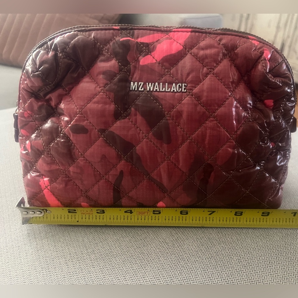MZ Wallace Pink and Brown Camo Mica Quilted Cosmetic Case - Picture 7 of 9